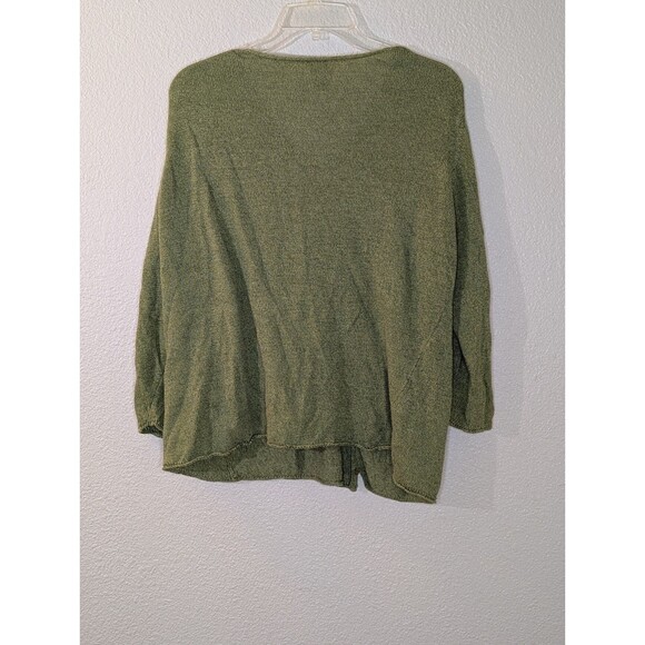 EILEEN FISHER Woman 2X Oversized Knit Cardigan Sweater Olive Green Linen Luxury - Picture 7 of 10